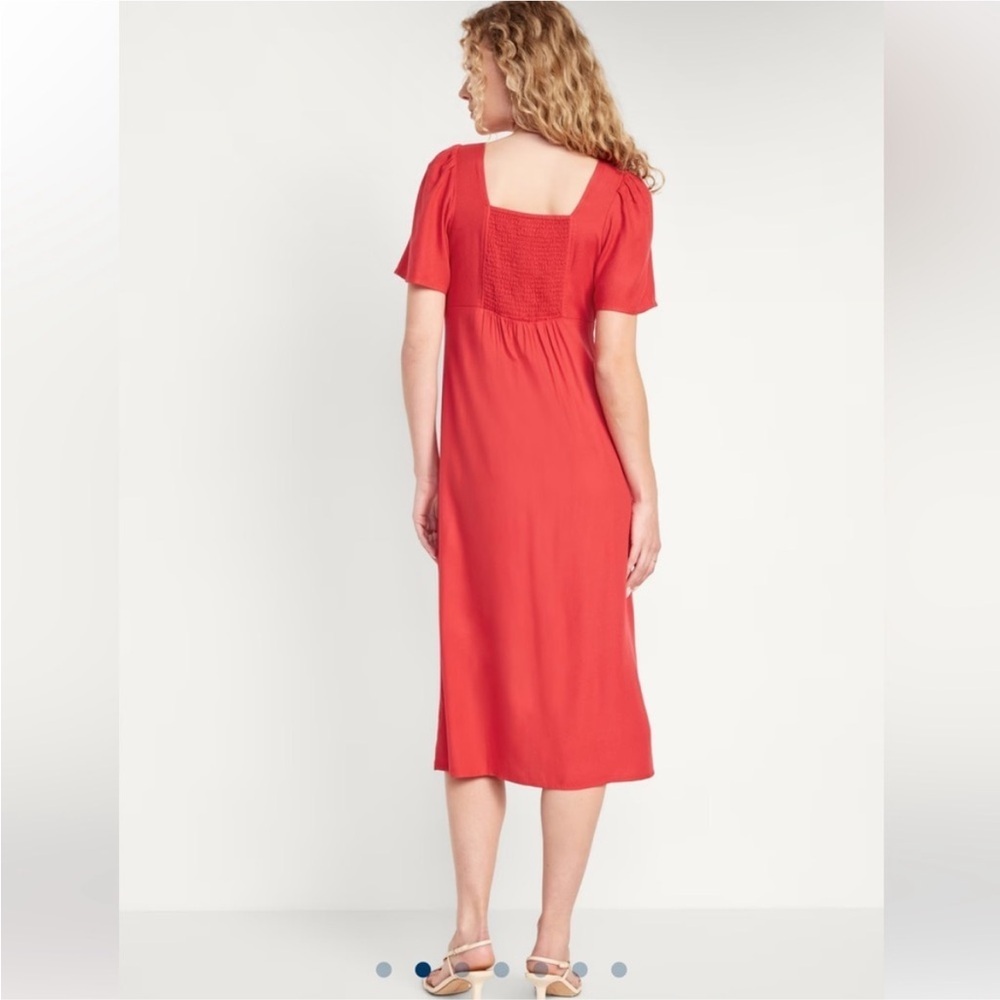 Old Navy Red Midi Dress with Button Front Detail - Picture 2 of 7